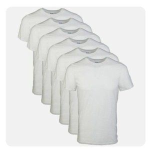 6 Pack Men's 2XL Gildan White Crew Neck Tee Shirts 100% Cotton Style G1100